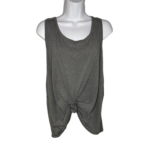 All in Motion Gray Racerback Tank Top 3X |Activewear Knot-Front Detail Plus Size - Picture 2 of 7